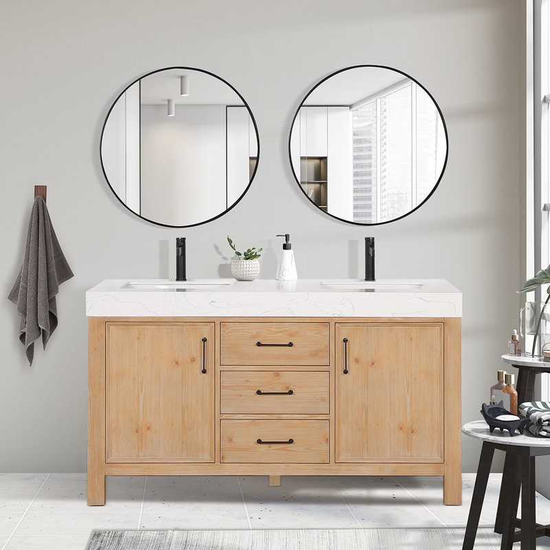 Lark Manor Anraj 60'' Double Bathroom Vanity with Engineered Marble Top